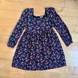 Gap Kids Girls Black & Floral Square Neck Long Sleeve Dress Size L